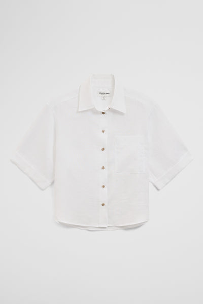 Short Sleeve Crop Linen Shirt