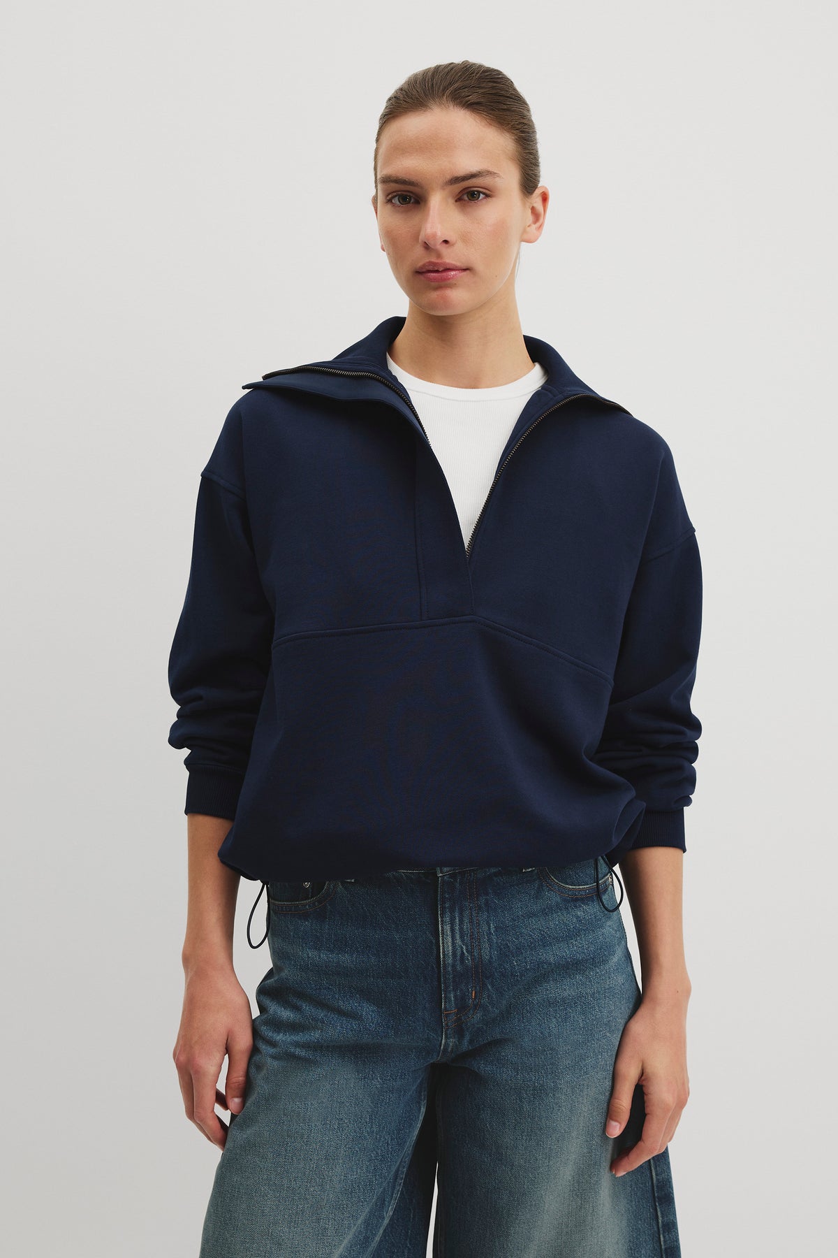 Australian Cotton Zip Neck Placket Sweat