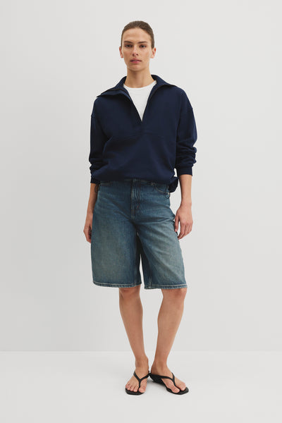 Australian Cotton Zip Neck Placket Sweat