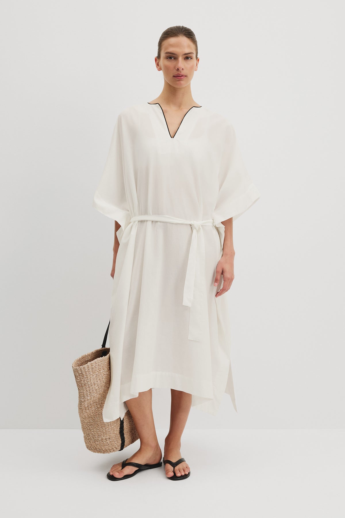 Contrast Trim Kaftan