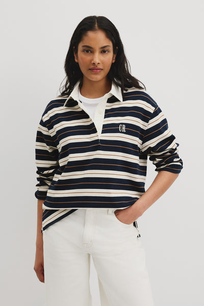 Australian Cotton Stripe Rugby Polo Sweat