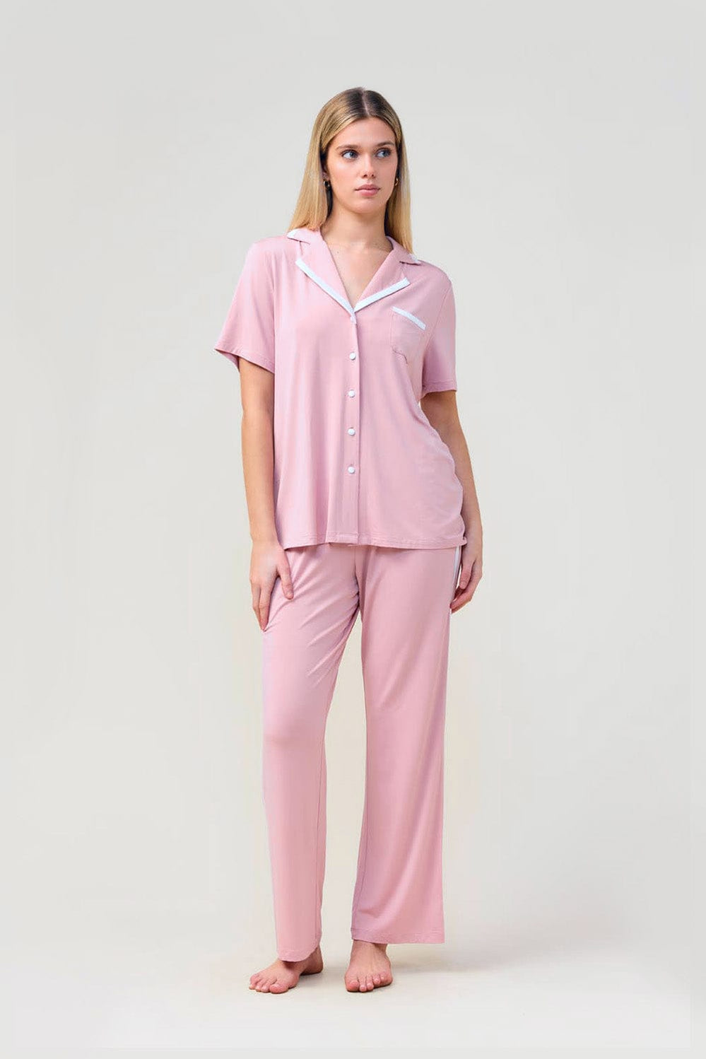 Vanessa Bamboo Long Pant Pj Set - Pink - image 1
