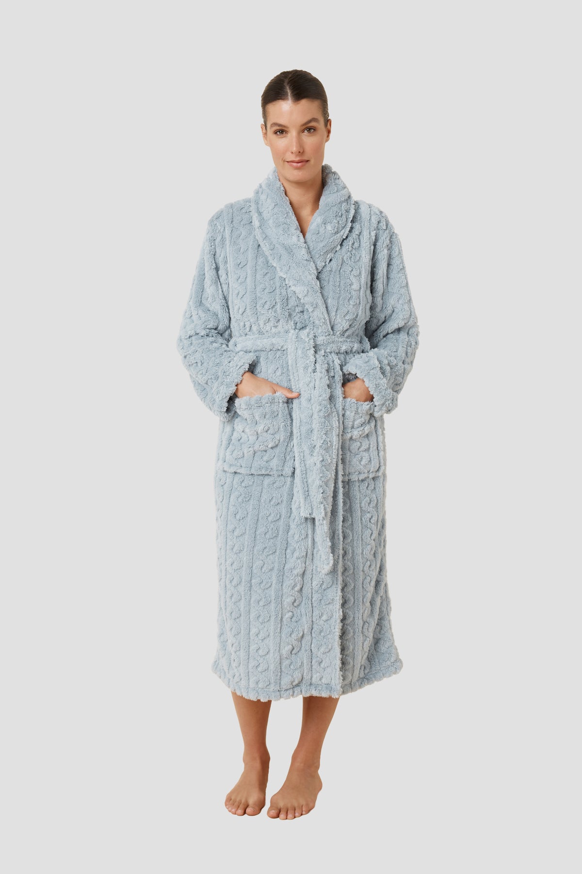 Gabriella Plush Long Robe - Blue - image 1