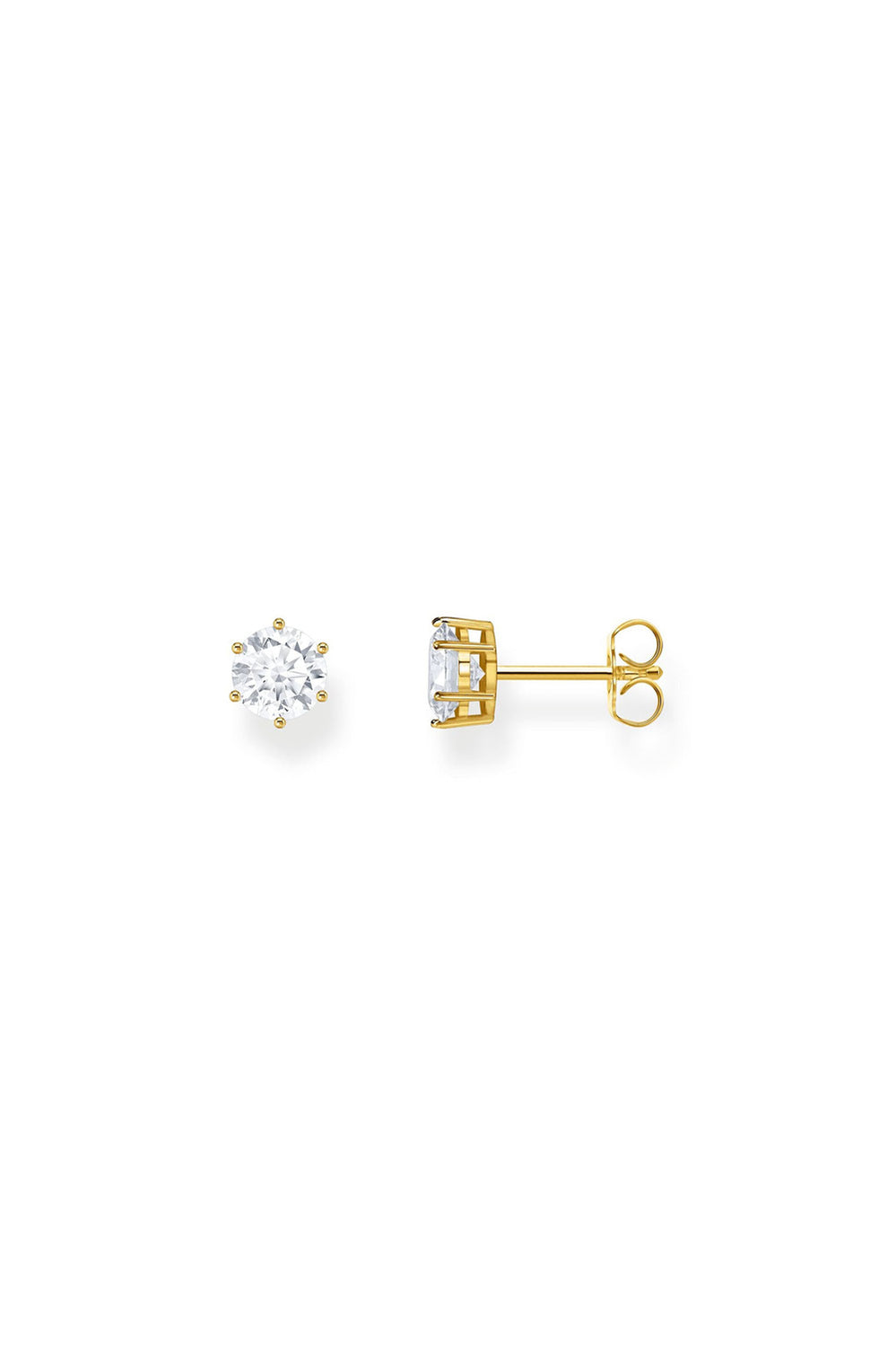 Solitaire Ear Studs In Gold - Gold - image 1