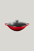 Cast Iron Wok With Glass Lid 32cm - Cerise - image 1
