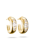 Bold Hoop Earrings With Stones In Gold - Gold - image 1