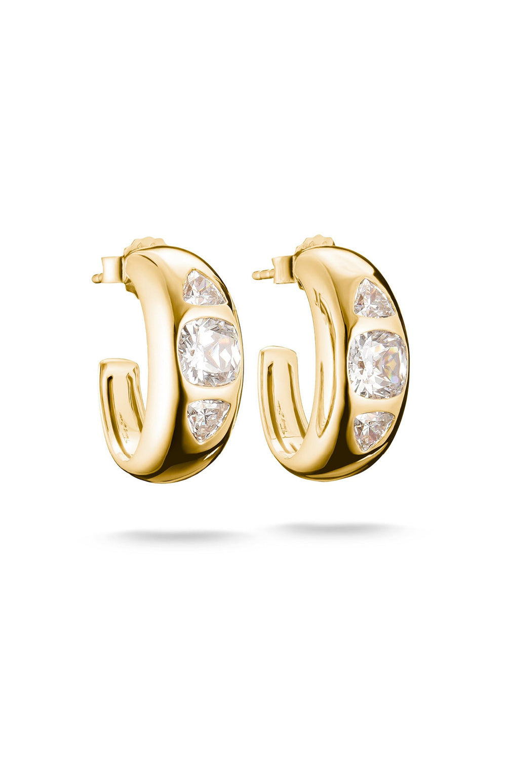Bold Hoop Earrings With Stones In Gold - Gold - image 1
